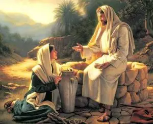 Samaritan woman and Jesus