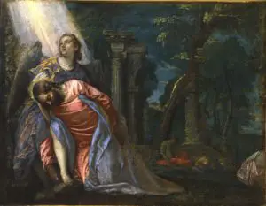 Jesus and angel in garden of gethsemane